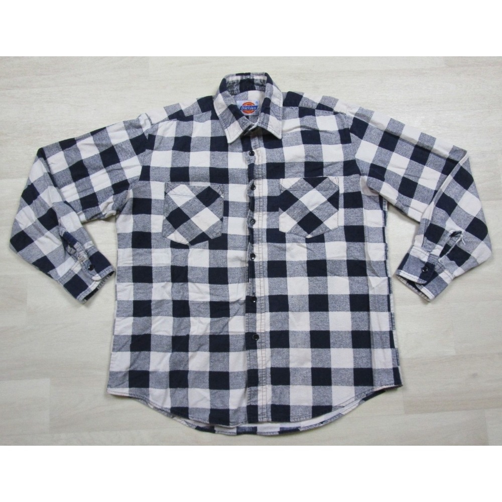 Vintage 90s Dickies Cotton Flannel Shirt Men's (M) Buffalo Check Plaid Workwear